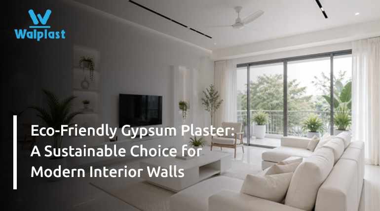 Living room featuring eco-friendly gypsum plaster finishes by Walplast HomeSure GypEx for smooth, sustainable interior walls.