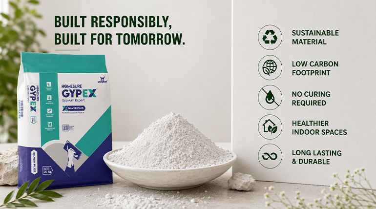 Long lasting and durable, Sustainable Wall Plaster by HomeSure Gypex Gypsum Plaster for Resource-Efficient Construction.