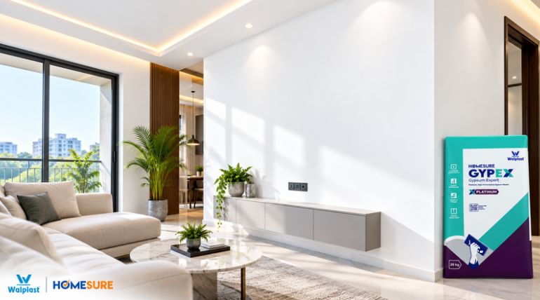 Flawless interior walls finished with Walplast HomeSure GypEx Platinum ready to mix gypsum plaster product